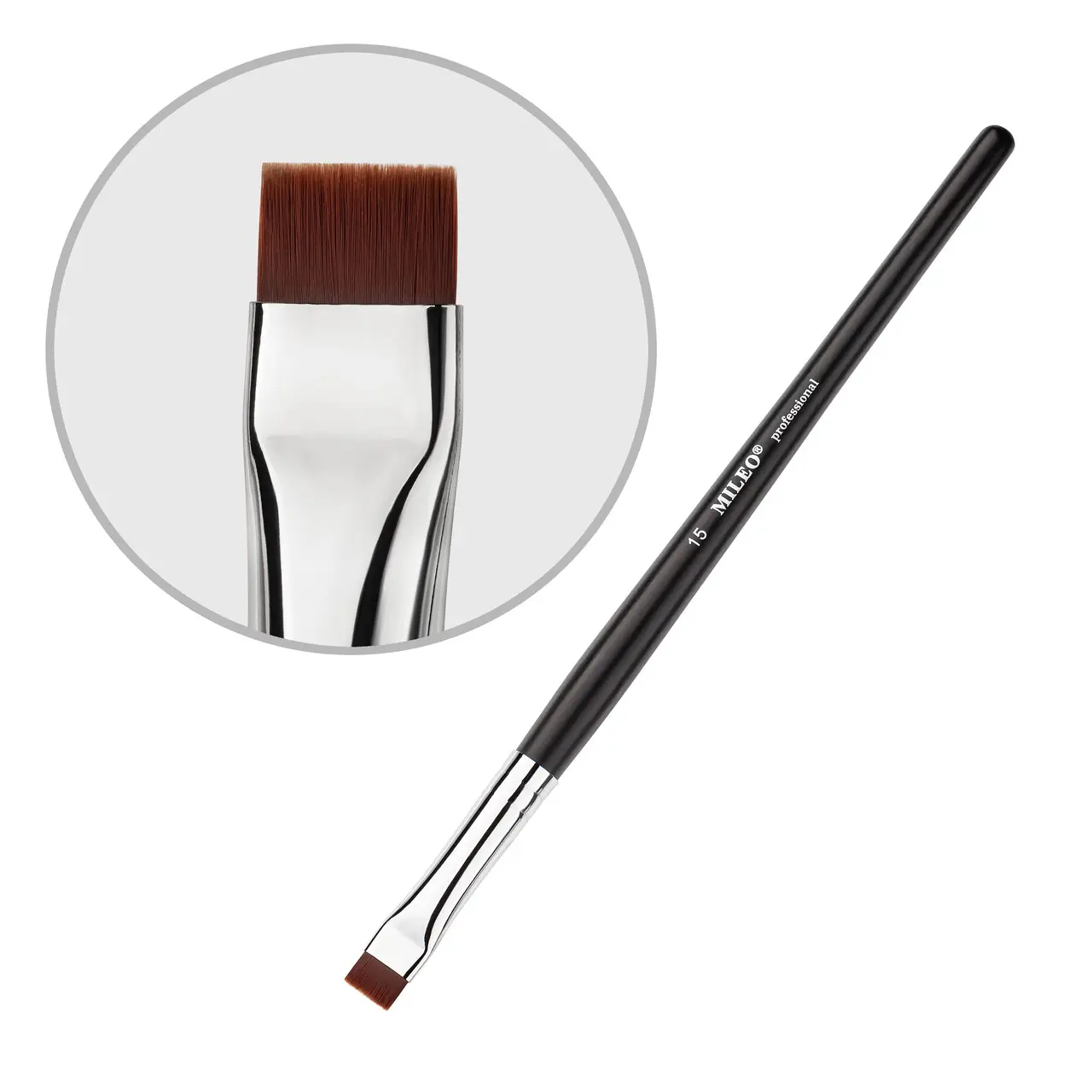 Mileo /  Пензлик для брів / №15 (чорна ручка)