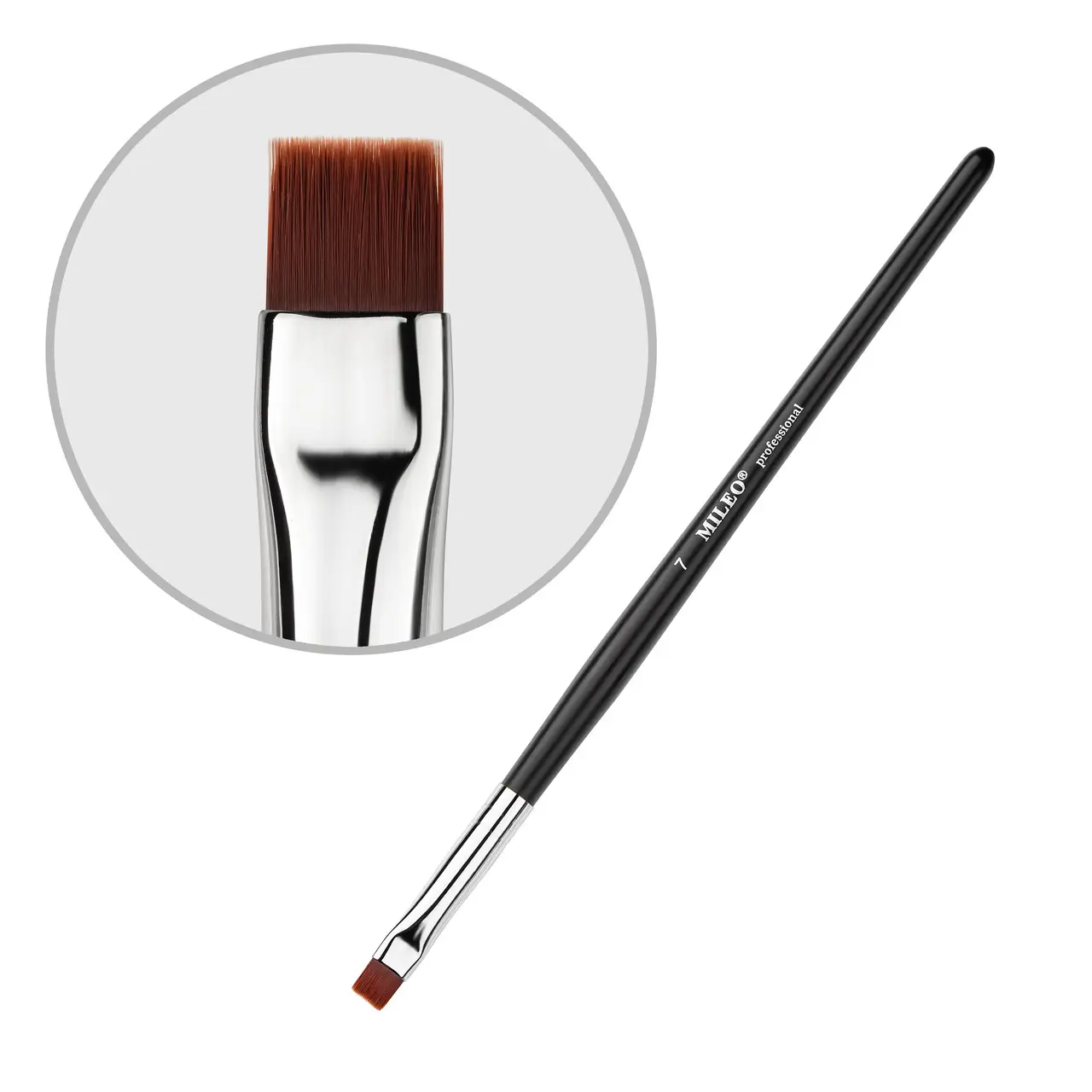 Mileo /  Пензлик для брів / №7 (чорна ручка)
