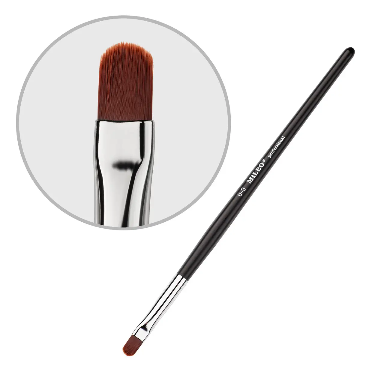Mileo /  Пензлик для брів / №6-3 (чорна ручка)