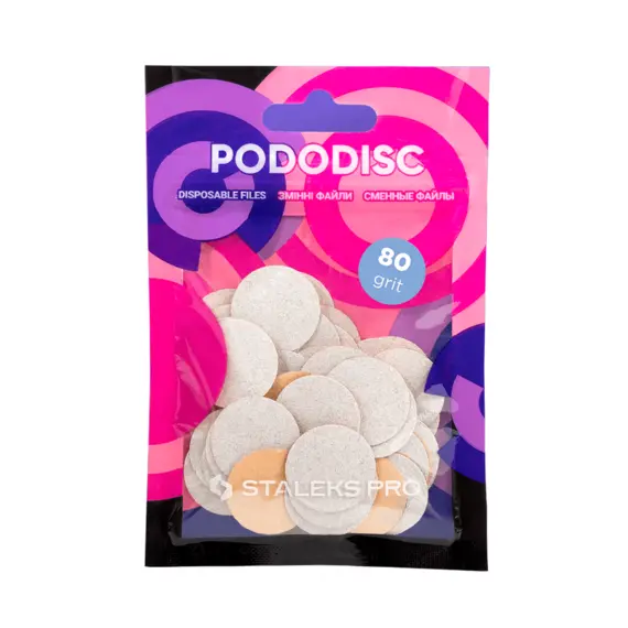 Staleks / Змінні файли білі для педикюрного диска/ PODODISC / M 80 грит / 50 шт/уп