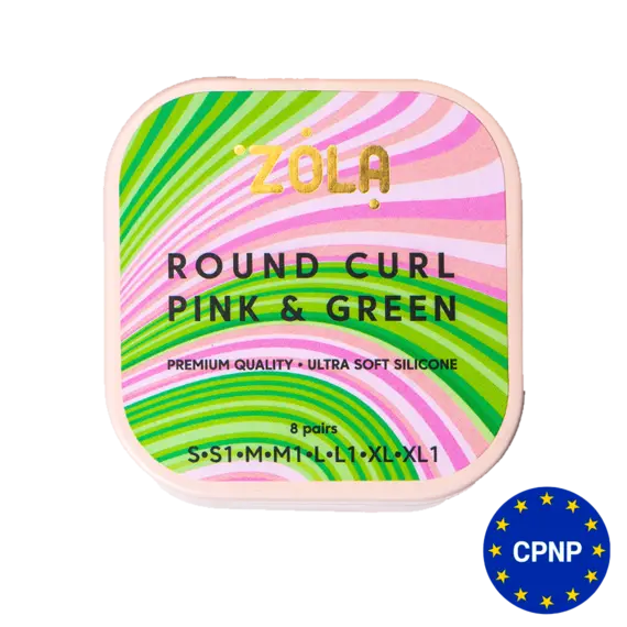 Zola / Валики для ламінування / Round Curl Pink & Green / (S, S1, M, M1, L, L1, XL, XL1)