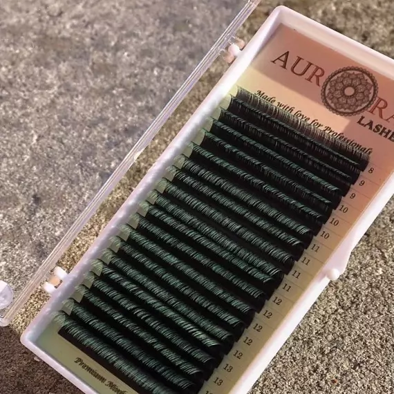 Вії Aurora Lashes Mink / Мікс / Чорні із зеленими кінчиками