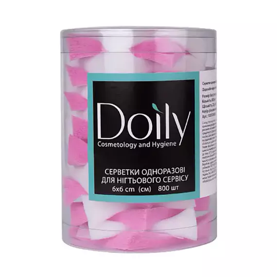 Doily / Серветки безворсові 6х6см 800шт тубус 25г/м2 Спанбонд / Різнокольорові