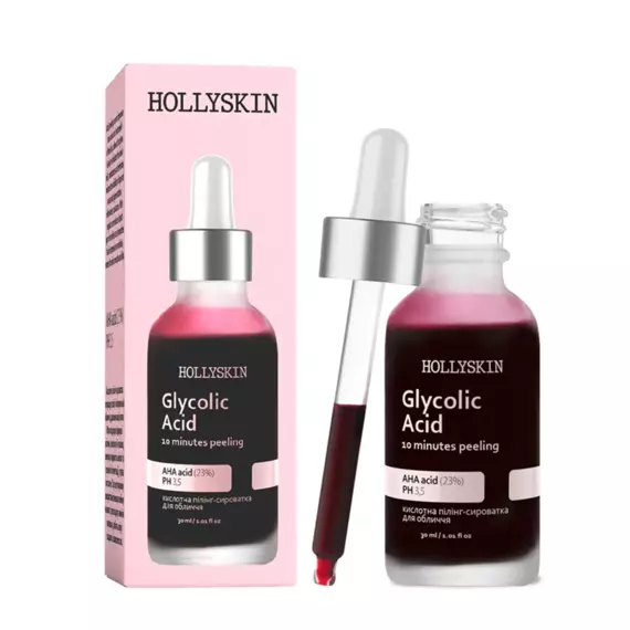 Hollyskin / Кислотна сироватка-пілінг для обличчя Glycolic Acid / 30 мл