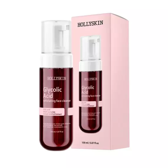 Hollyskin / Відлущувальна пінка для обличчя з гліколевою кислотою й екстрактом кленового соку / 150 мл