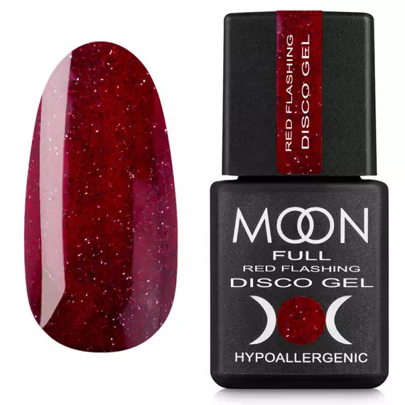 MOON FULL / Гель-лак світловідбивний / Disсo Gel Red Flashing №RF07 / З шиммером / 8 мл