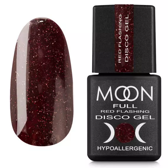 MOON FULL / Гель-лак світловідбивний / Disсo Gel Red Flashing №RF09 / З шиммером / 8 мл