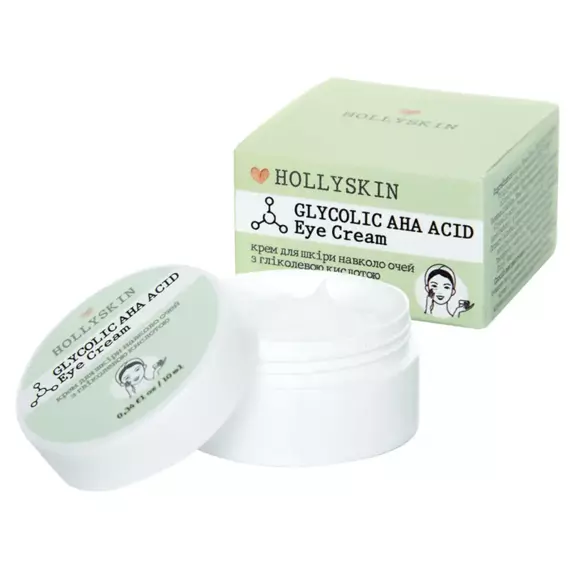 Hollyskin / Крем для шкіри навколо очей з гліколевою кислотою Glycolic AHA Acid Eye Cream / 10 мл