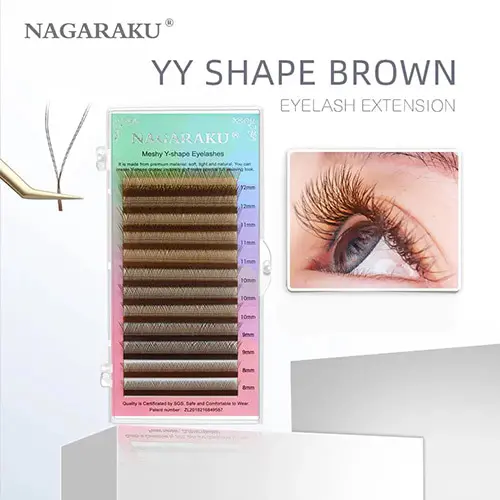 Вії Nagaraku / 3D W-форма / Коричневі / Mix