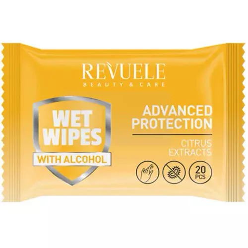 Revuele / Вологі серветки покращений захист, екстракт цитрусових / 20 шт