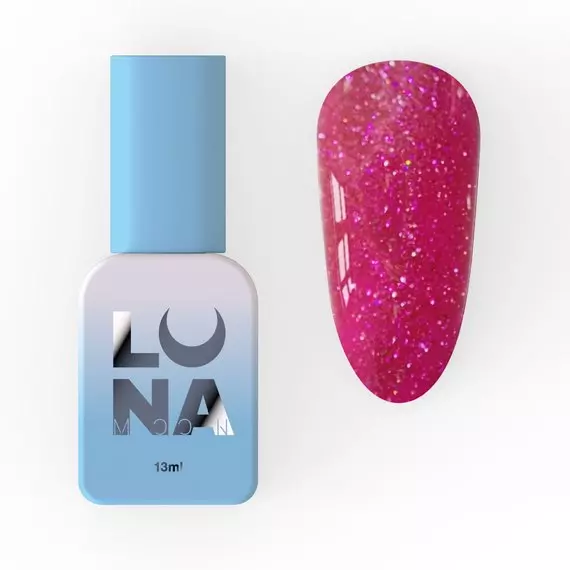 LUNA / Гель-лак / Color №224 / насичено-рожевий з блискітками світловідбиваючий / 13 мл