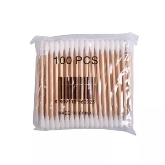Палички ватні бамбукові в пакеті (100шт/уп)/ подвійні білі
