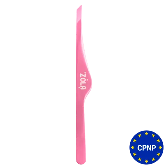 ZOLA / Пінцет скошений професійний для брів / LIGHT PINK