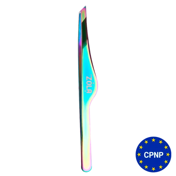 ZOLA / Пінцет скошений професійний для брів / RAINBOW