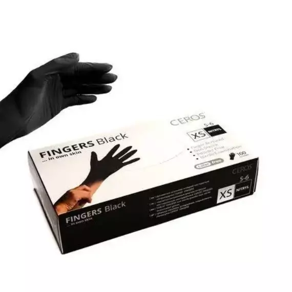 CEROS / Нітрилові рукавички нестерильні / Black / 200 шт./пачка