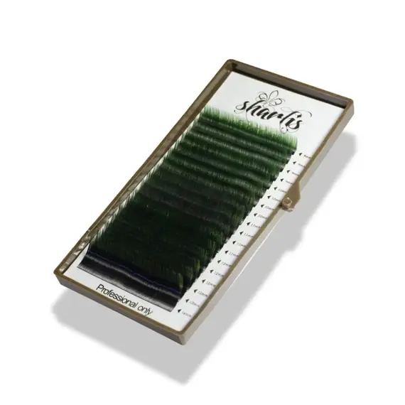 Вії Sharlis Silver / Мікс / Чорні з зеленими кінчиками