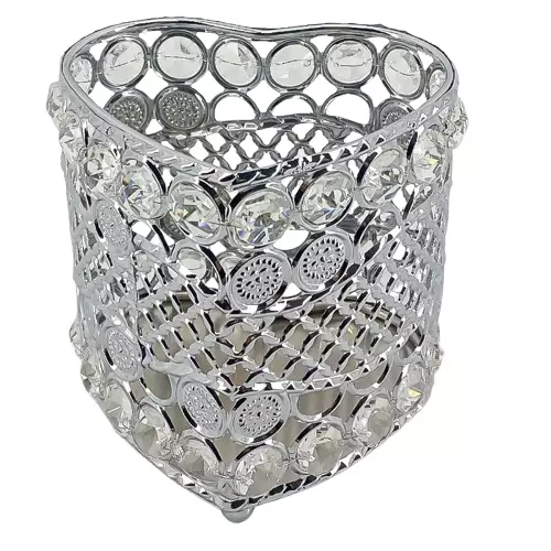 Органайзер для пензлів з кристалами Серце, сріблястий