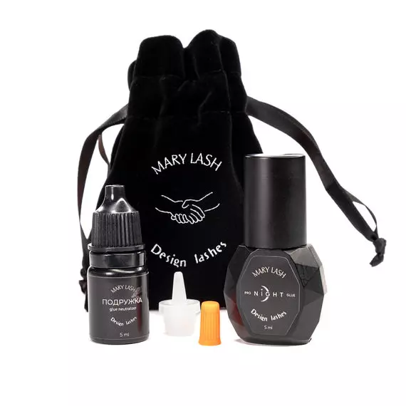 Design Lashes & MARY LASH / клей для нарощення вій NIGHT + нейтралізатор / 5 ml  + нейтралізатор