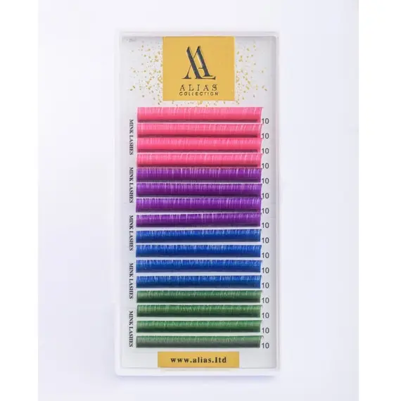 Вії ALIAS color / Pink Neon+Violet+Blue+Green / Мікс