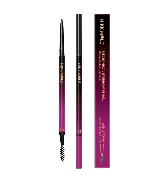 Nikk Mole / Олівець для брів механічний ультратонкий / Ash Brown №14