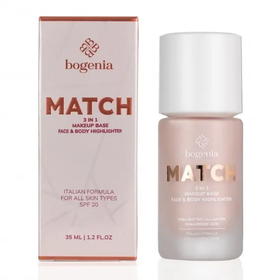 Bogenia / База-хайлайтер під макіяж / MATCH 3 in1 Makeup Base, Face & Body Highlighter / BG613