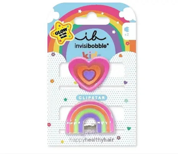 Invisibobble / Заколка для волосся / CLIPSTAR GLOW KIDS Happy Heart