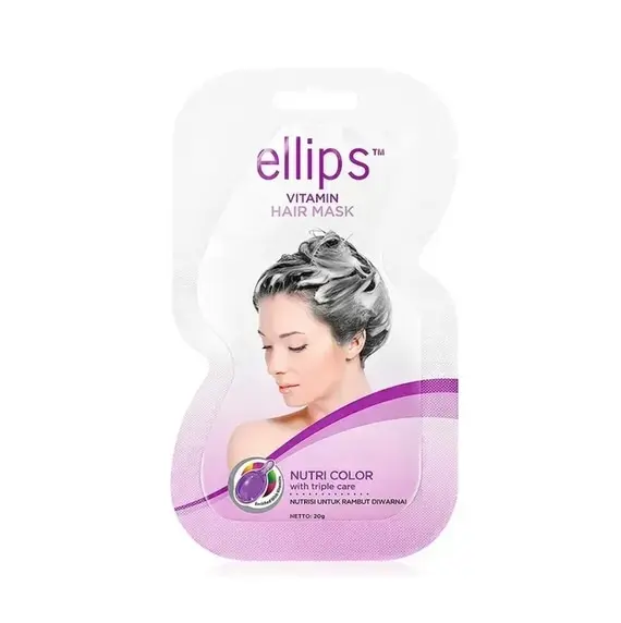 Ellips / Маска для фарбованого волосся / «Сяйво кольору» / Vitamin Hair Mask Nutri Color With Triple Care / 20 г