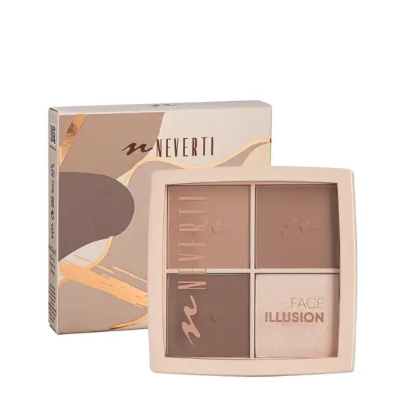 NEVERTI / Палетка для контурингу обличчя 3 в 1 / Illusion Mix / NP208