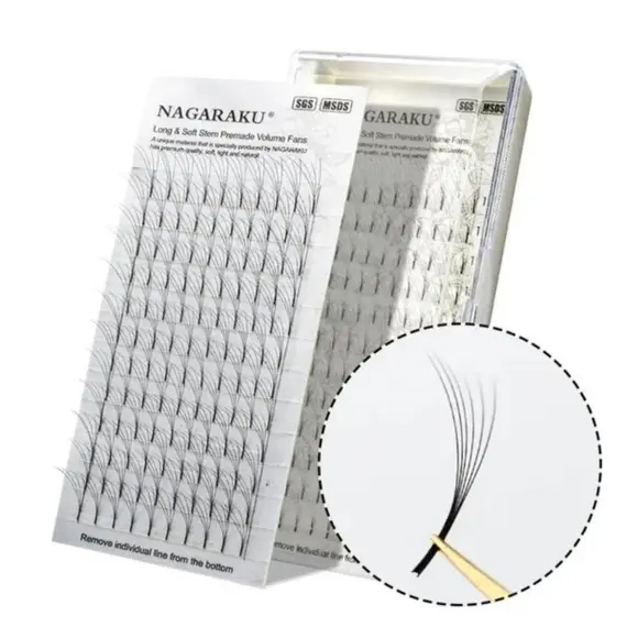 Вії Nagaraku / Pointy base premade mini 4D / чорні