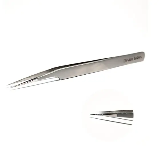 Design Lashes / Пінцет Дельфін з насічками / матовий сатин