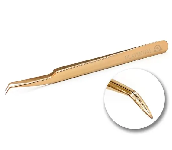 Platinum / Пінцет для вій / ET 45 № 17 / Рожеве золото