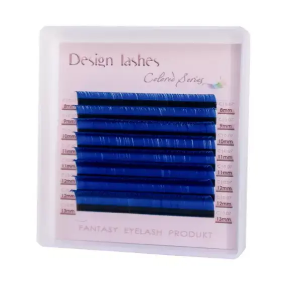 Вії кольорові Design Lashes / Сині / Мікс / mini / 10 ліній