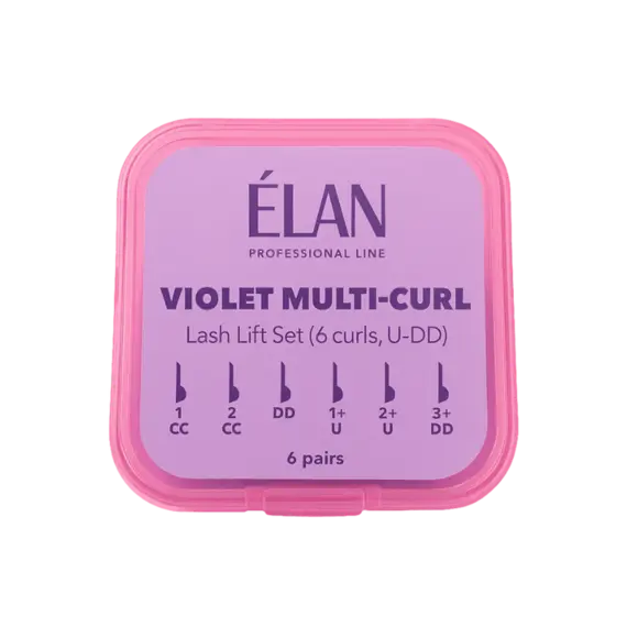 Elan / Комплект силіконових валиків для ламінування / VIOLET MULTI-CURL / з вигинами U-DD