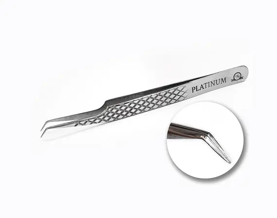 Platinum / Пинцет для ресниц ET 45 Diamond №14