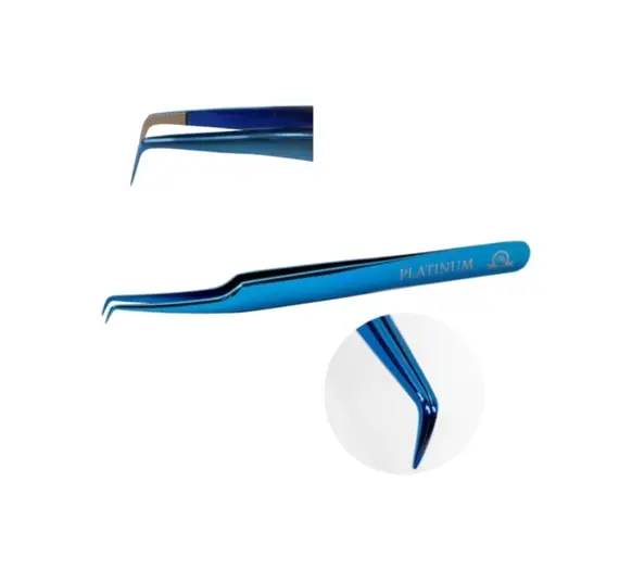 Platinum / Пинцет для ресниц ET 15 mini LAZER №25-26 синий