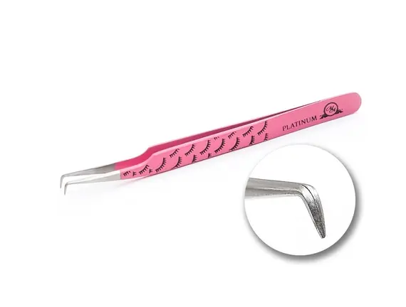 Platinum / Пинцет для ресниц 90° с ресницами №6