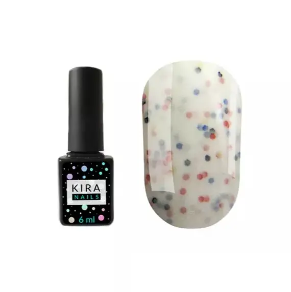 Kira Nails / Гель-лак Yoghurt Boom! №002 (біле морозиво з неонові блискітки, йогурт) / 6 мл (Розпродаж. Термін до 15.04.2025р)