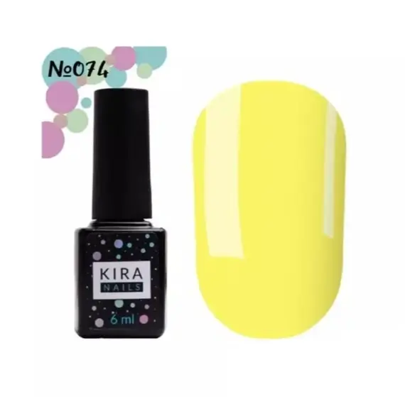 KIRA Nails / Гель-лак №074 (світло-жовтий, емаль) / 6 мл (Розпродаж. Термін 12.08.24)