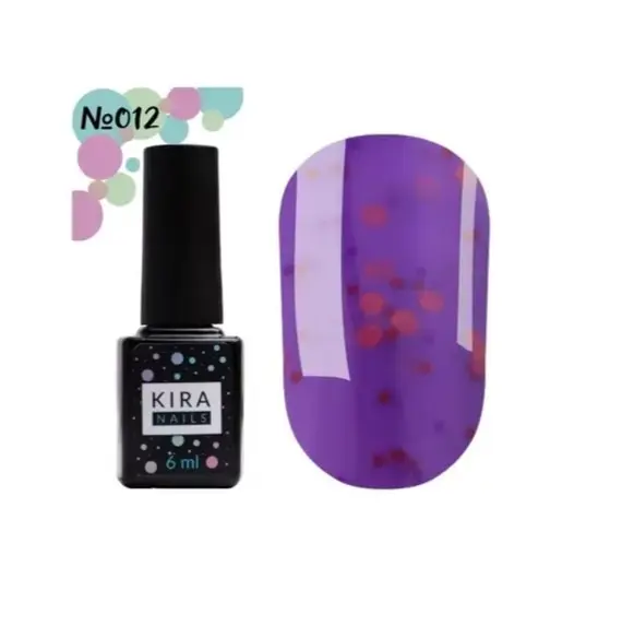 Kira Nails / Гель-лак Yoghurt Boom! №012 (чорничне морозиво з неоновими блискітками, йогурт) / 6 мл (Розпродаж. Термін 23.11.24)