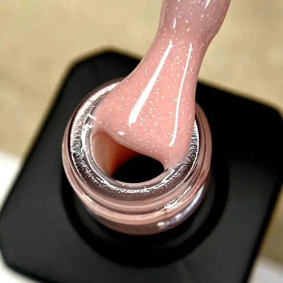 Nika Zemlyanikina / Rubber Base Shine Beauty / Розовый с голографическим шимером / 15мл