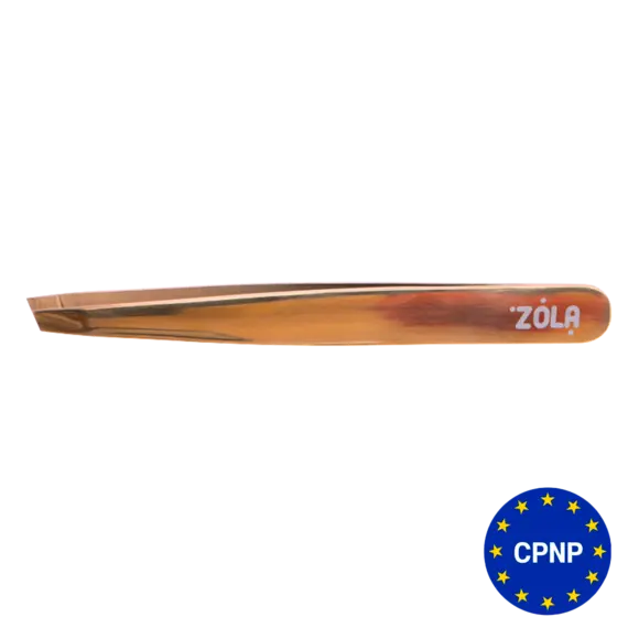 Zola / Скошений професійний пінцет для брів / GOLD